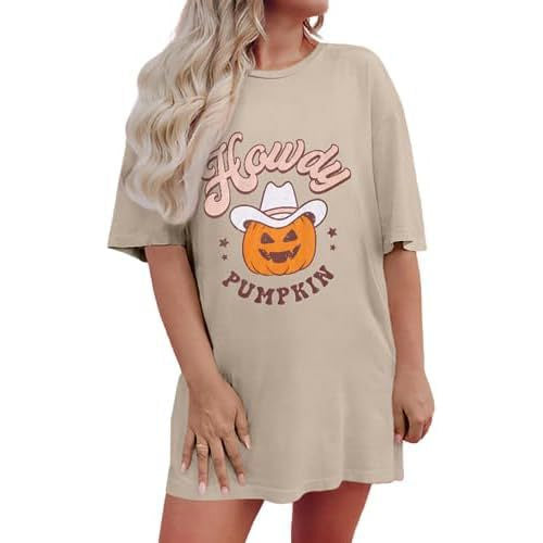 KEKEMI Howdy Pumpkin Thanksgiving Shirt for Women Oversized