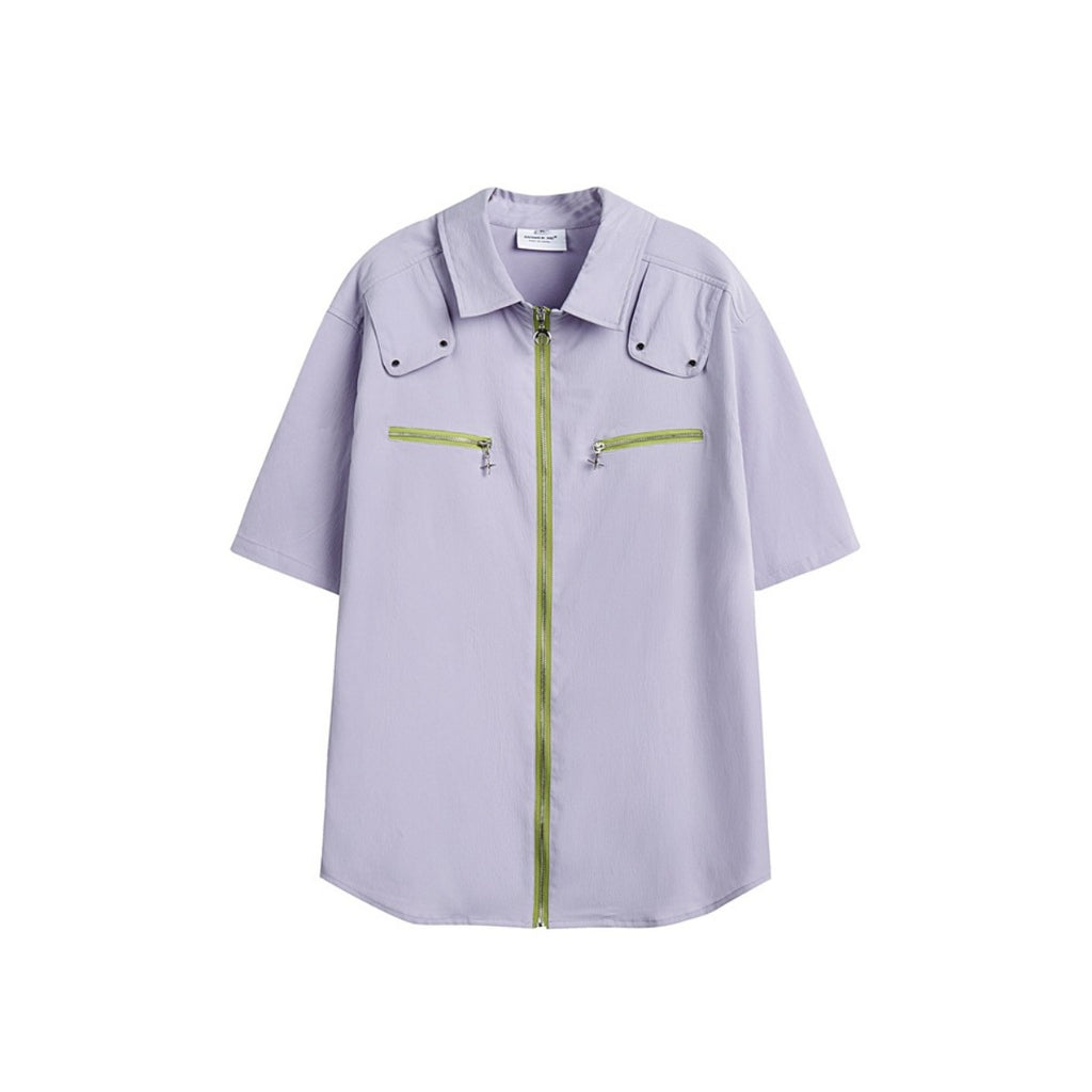 Unisex Shirt Idle Style Loose Zip