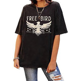Vintage Rock Band Tshirts Women Retro Free Bird Western Grap