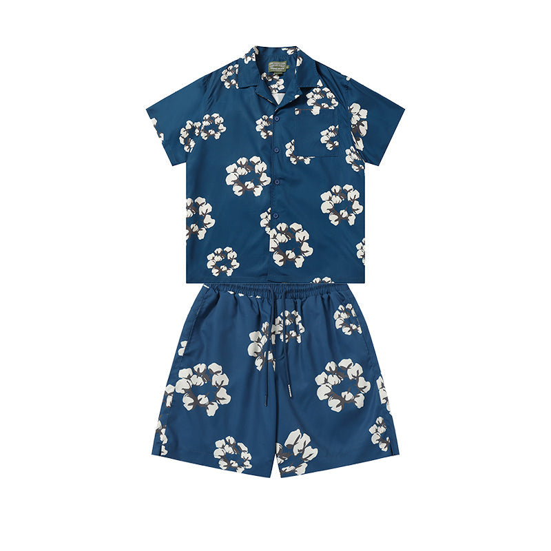 Denim Tears T shirt & Shorts 2 Piece Set Button cardigan woven