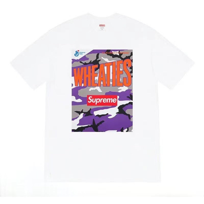 Supreme Men's Alphabet Cartoon Printed Cotton T-shirt Couple