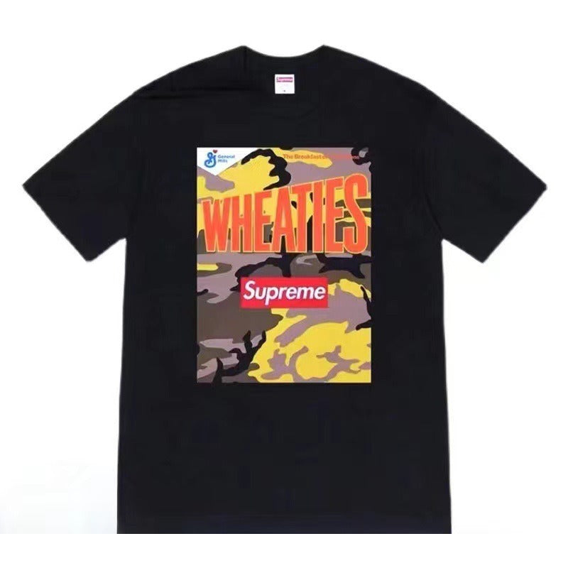Supreme Men's Alphabet Cartoon Printed Cotton T-shirt Couple