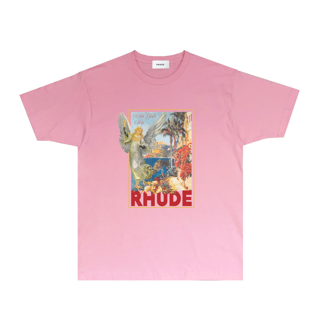 Rhude T Shirts Printed Trendy Pure Cotton