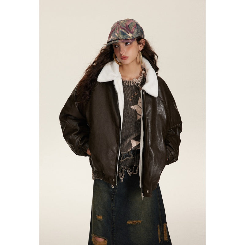 Unisex Coat Winter PU Leather Thickening