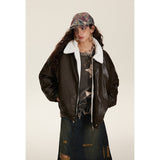 Unisex Coat Winter PU Leather Thickening