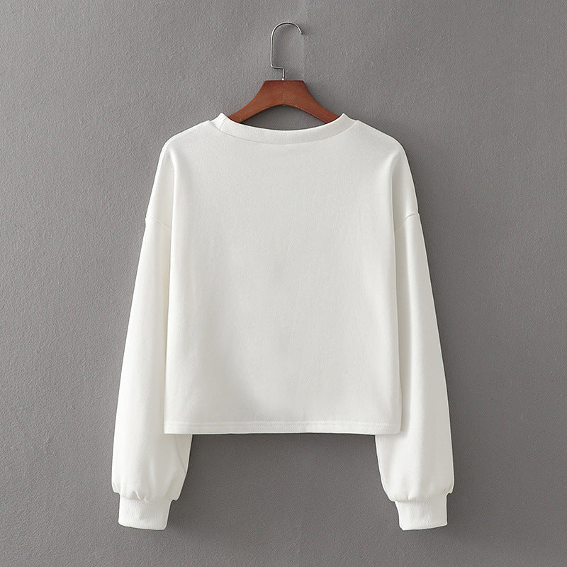Women Hoodie Idle Style Loose Pure White