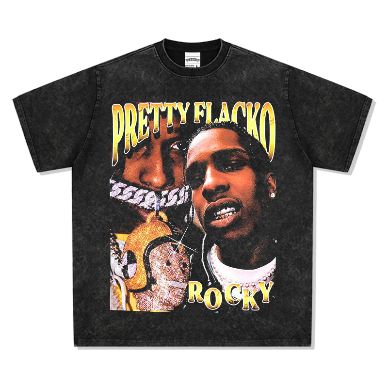 A $AP Rocky gold gradual change T-shirt