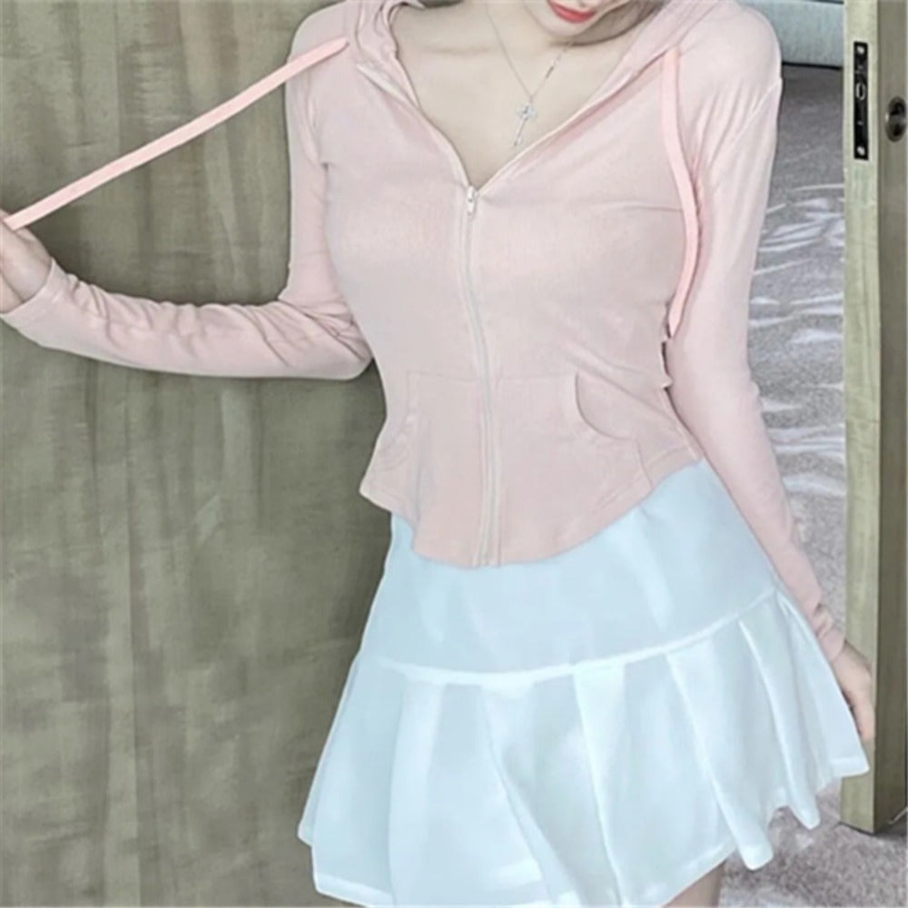 Women Hoodie Slim Solid Color Simple