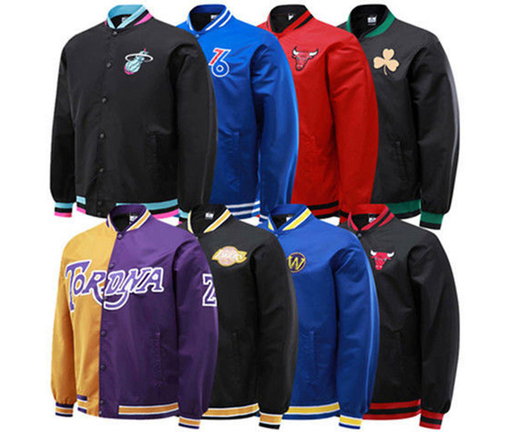 NBA Jacket with All Teams Patterns Warriors Lakers Basketball Wear Loose Thin