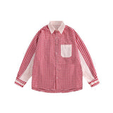 Unisex Shirt Loose Long Sleeve Small Plaid Shirt