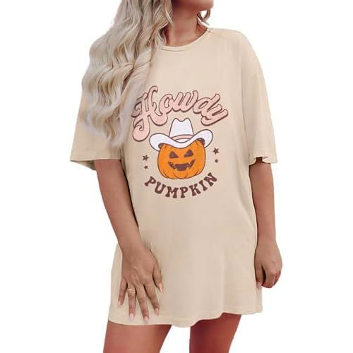KEKEMI Howdy Pumpkin Thanksgiving Shirt for Women Oversized
