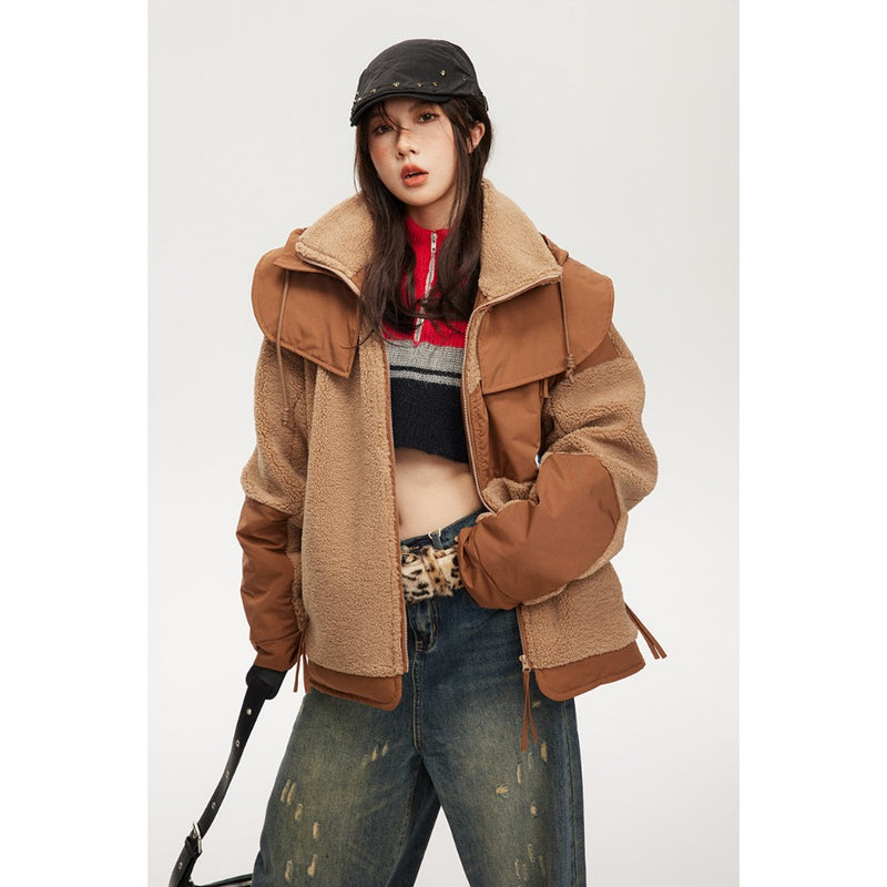 Unisex Coat Youth University Style Lamb Wool Coat Winter