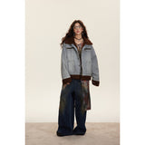 Unisex Coat Lamb Wool Patchwork Denim Jacket