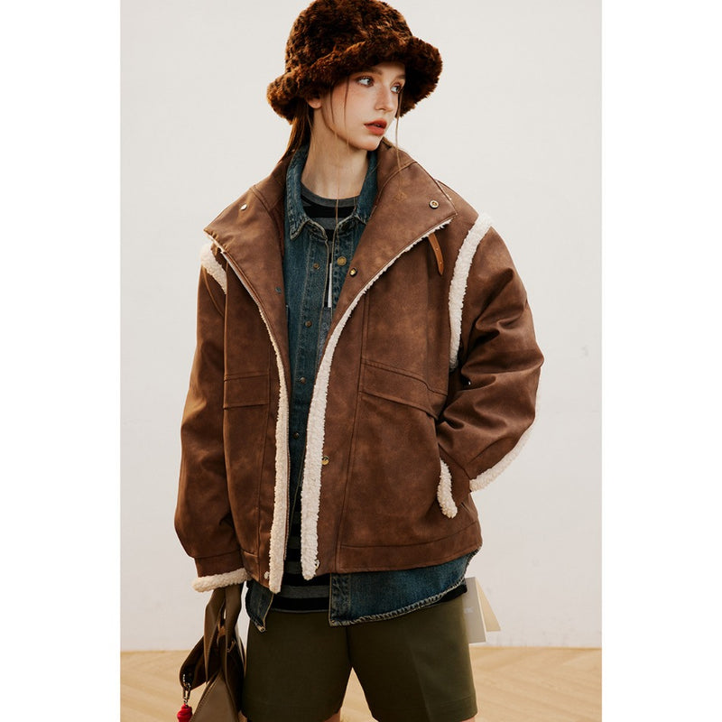 Unisex Coat Warm and Loose PU Leather Jacket