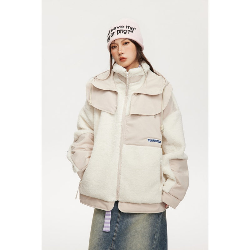 Unisex Coat Youth University Style Lamb Wool Coat Winter