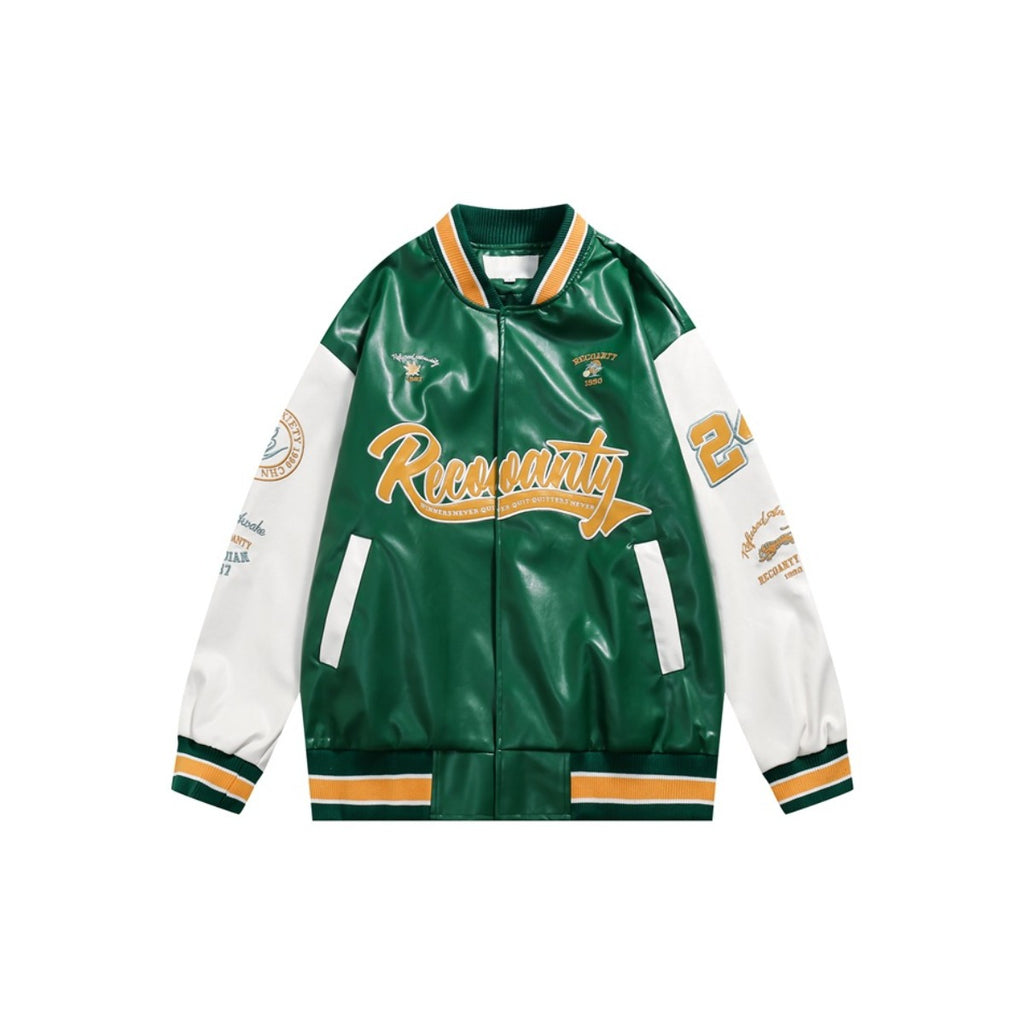 Unisex Pu Jacket Leather Baseball Jacket Motorcycle