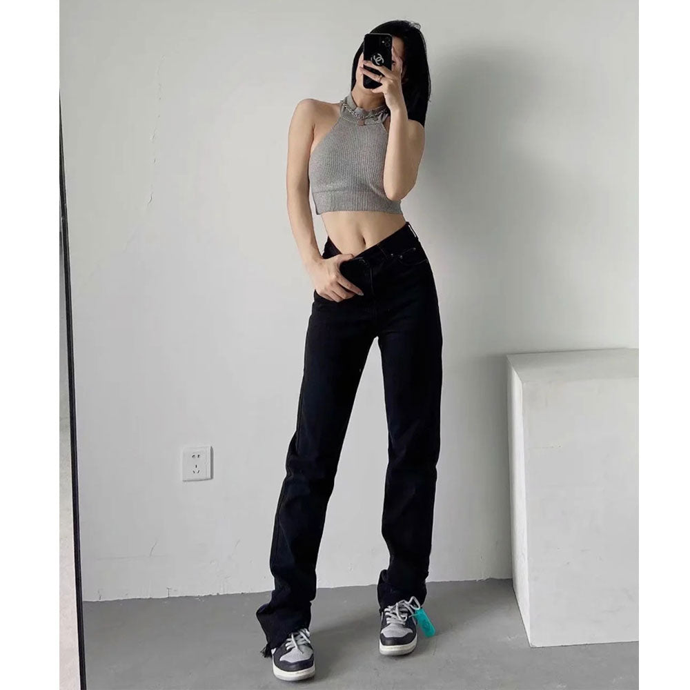 Women Jeans Frayed Loose