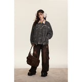 Unisex Coat Plaid Denim Jacket for Winter