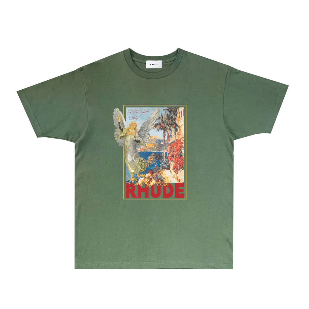 Rhude T Shirts Printed Trendy Pure Cotton