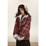 Unisex Coat Plaid Lapel Loose Casual Winter