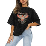 Vintage Rock Band Tshirts Women Retro Free Bird Western Grap