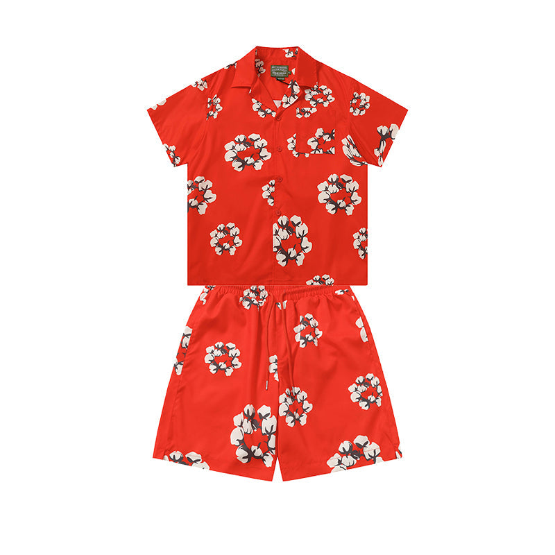 Denim Tears T shirt & Shorts 2 Piece Set Button cardigan woven