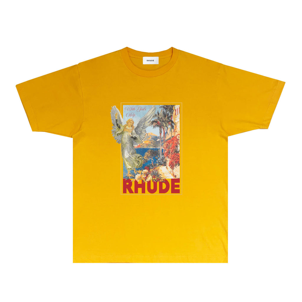 Rhude T Shirts Printed Trendy Pure Cotton