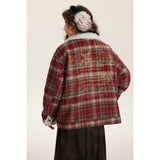Unisex Coat Plaid Lapel Loose Casual Winter