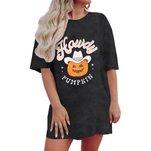 KEKEMI Howdy Pumpkin Thanksgiving Shirt for Women Oversized