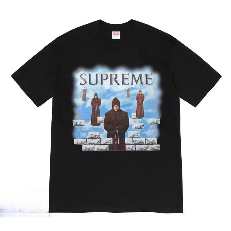 Supreme Men's Alphabet Cartoon Printed Cotton T-shirt Couple