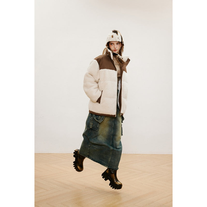 Unisex Coat Lamb Wool Loose Stitching Winter Plush