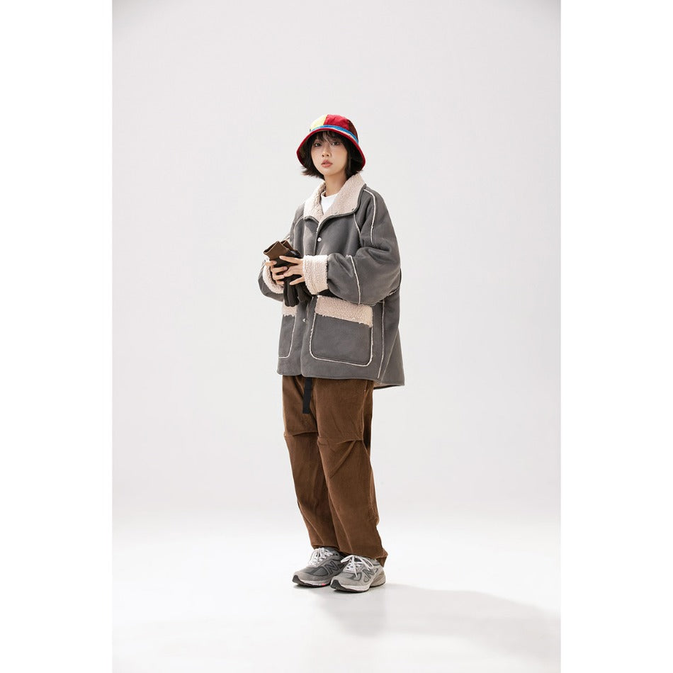 Unisex Coat Lamb Wool Coat Loose and Warm