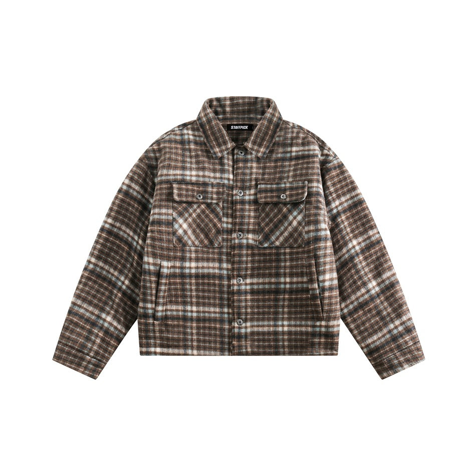 Unisex Coat Plaid Cotton-Padded Clothes for Couples