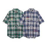 After Prom Shirt Oreeta Mall Summer Short Sleeve Shirt High Street All-Matching Embroidered Plaid