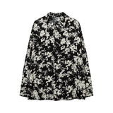 Long Sleeved Shirt Floral Full Printed Loose Thin
