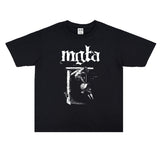 Rock Star T Shirt Mgla Band Washed Distressed T-shirt Short Sleeve Loose Cotton Men and Women