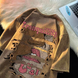 Men T Shirt Retro Heavy Distressed Casual plus Size