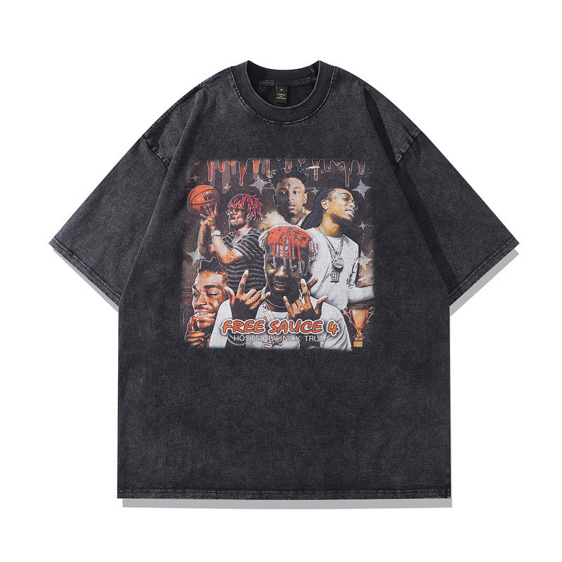 Men T-Shirt Vintage Rapper Print Oversize