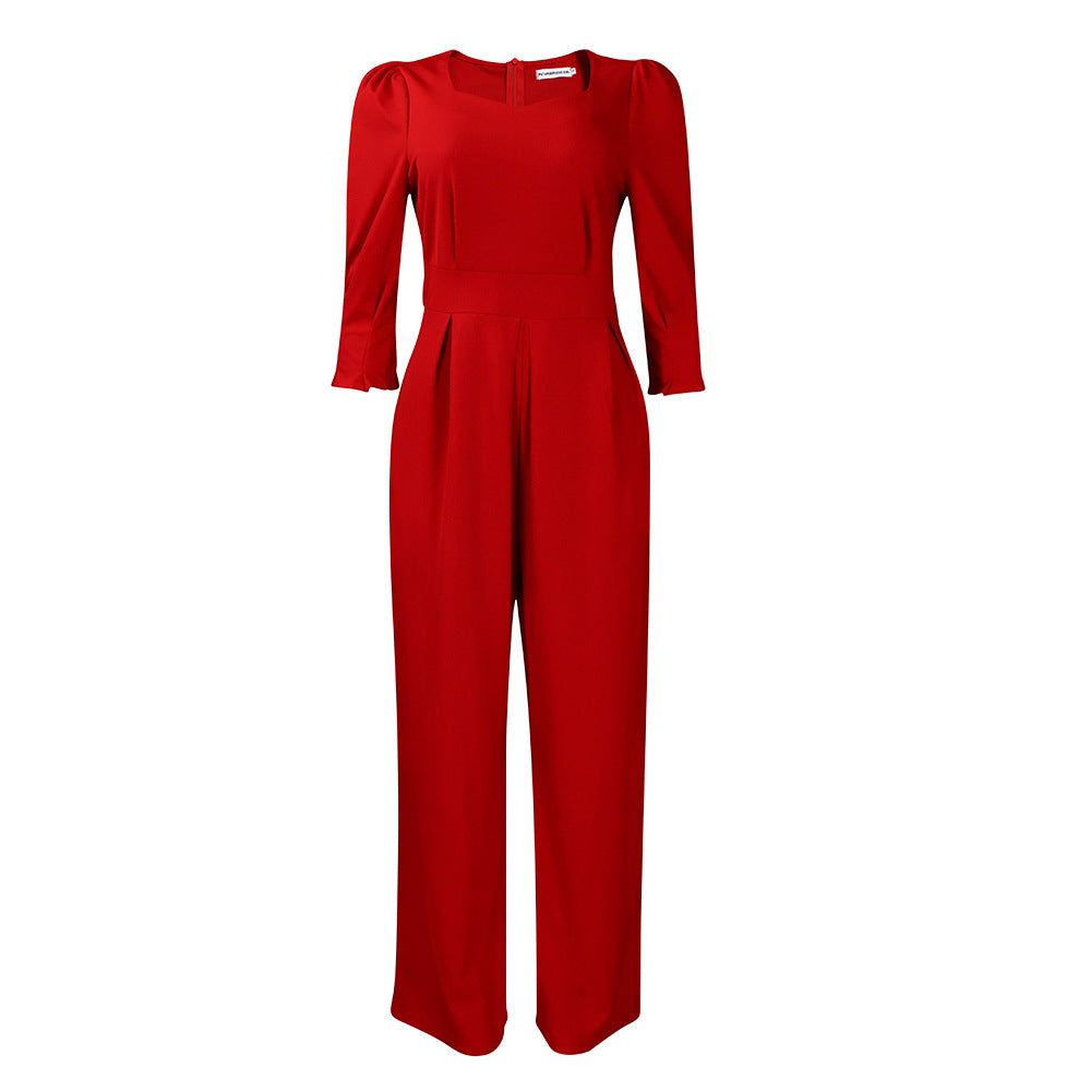 Women Co-Ords Beauty Clothing Winter Long Sleeve Solid Color Loose Jumpsuit