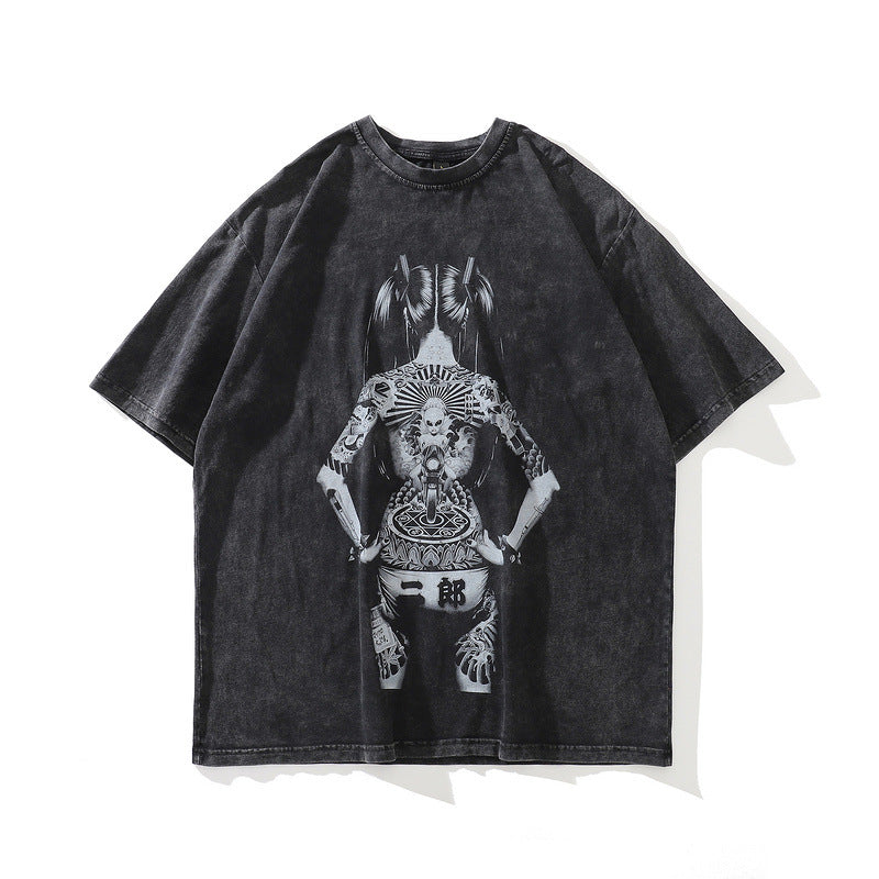 Men T-Shirt Alien Print Loose Couple