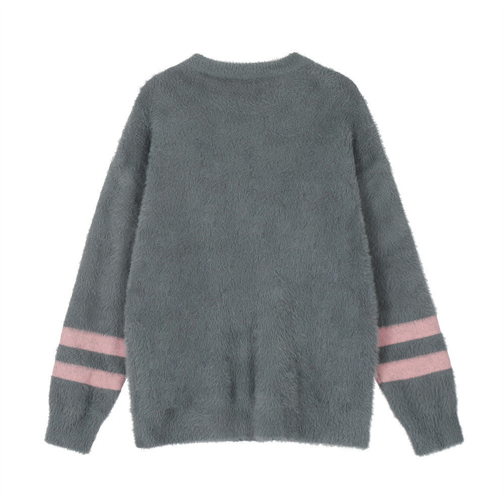 Men Sweater Velvet Padded Sweater Butterfly Jacquard Thickened Sweater