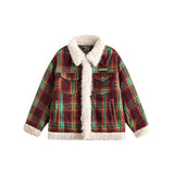 Unisex Coat Vintage Plaid Berber Fleece Coat Loose