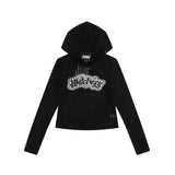 Long Sleeved Vintage Knitted Short Hood Top