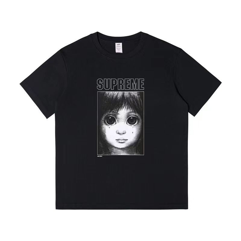 Supreme Men's Alphabet Cartoon Printed Cotton T-shirt Couple