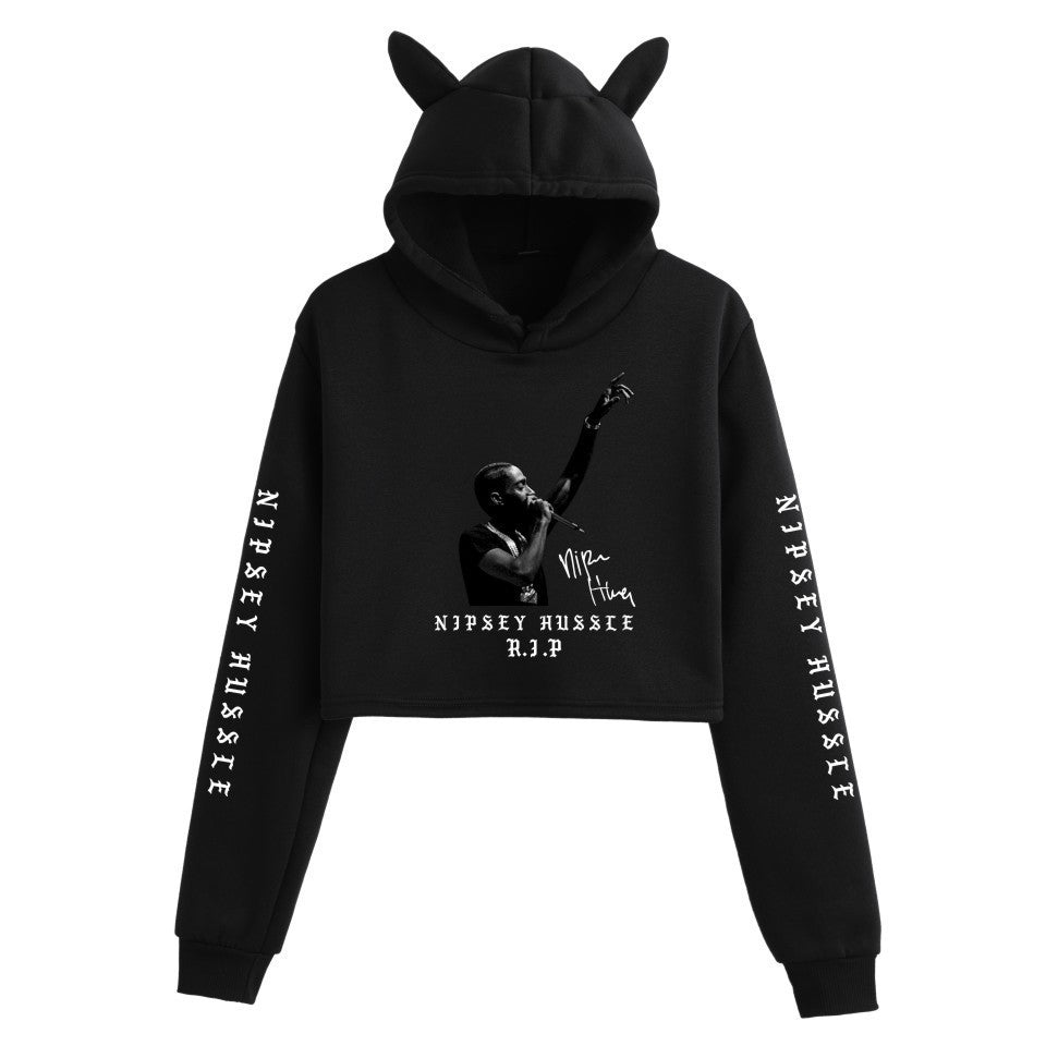 Nipsey Hussle Hoodie Rap Star Trendy Loose Cat Ears for Women