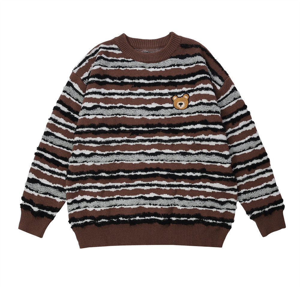 Men Sweater Striped Sweater Loose Casual