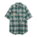 After Prom Shirt Oreeta Mall Summer Short Sleeve Shirt High Street All-Matching Embroidered Plaid