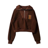 Women Hoodie Flocking Fleece-lined Bat Sleeve