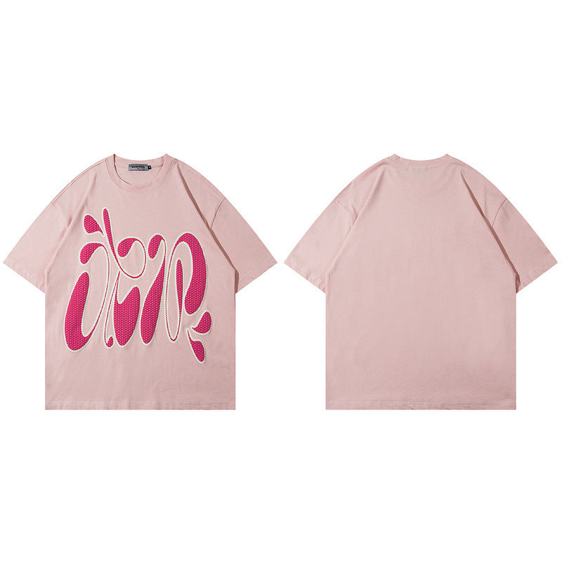 Men T-shirt Puff Print Men and Women Loose