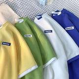 Men T Shirt Waffle Fake Two-Piece Loose